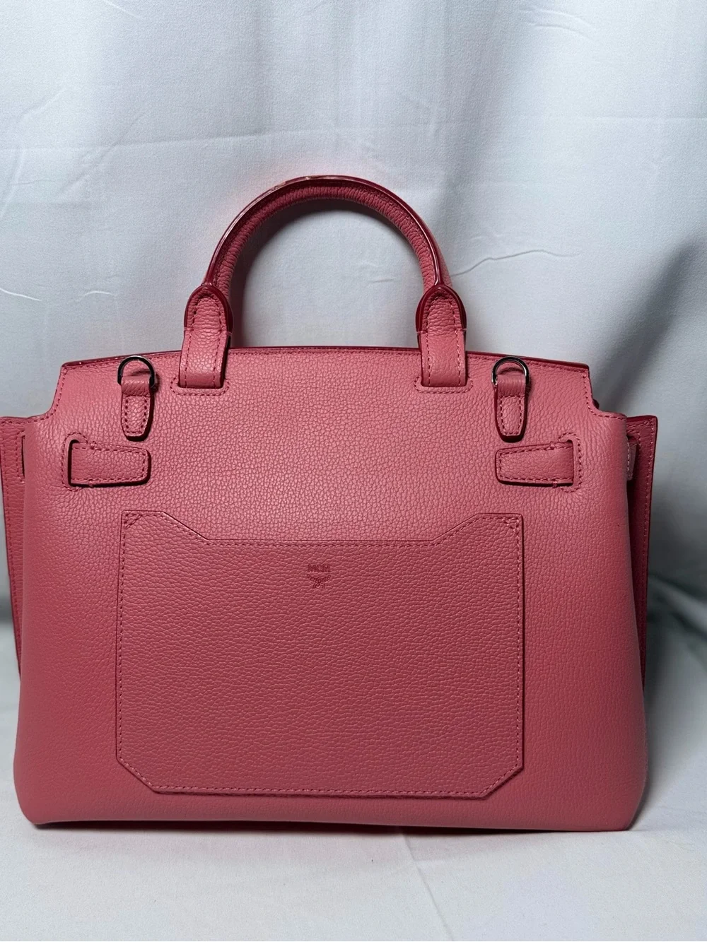 MCM Rose Pink Top-Handle Satchel with Detachable Strap
